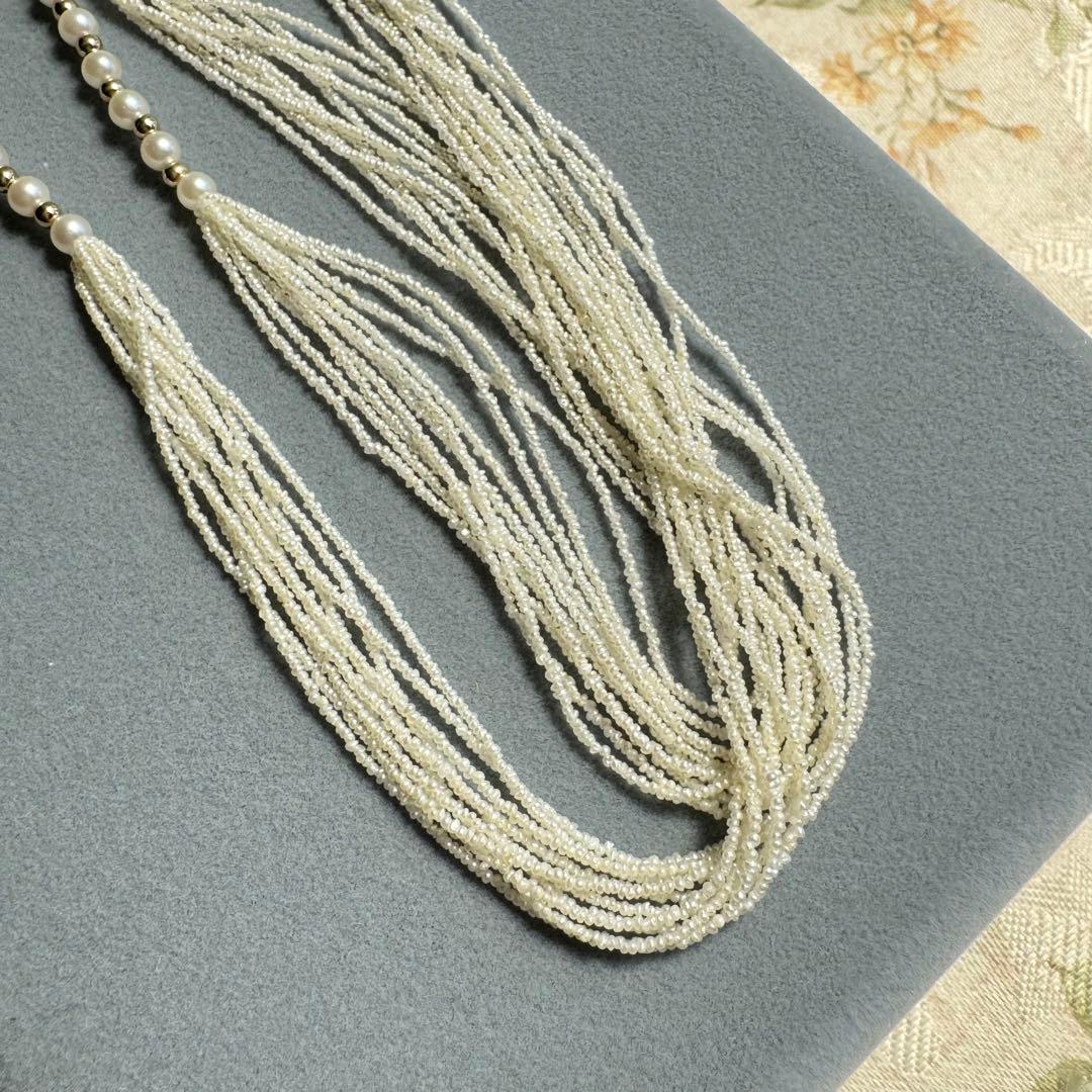 天然真珠10連 あこや 砂ケシ パール 585刻印 k14製 ネックレス