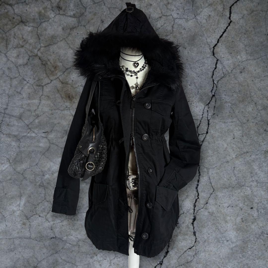 y2k 00s archive 黒 モッズコート 2way 平成ギャル ギミック