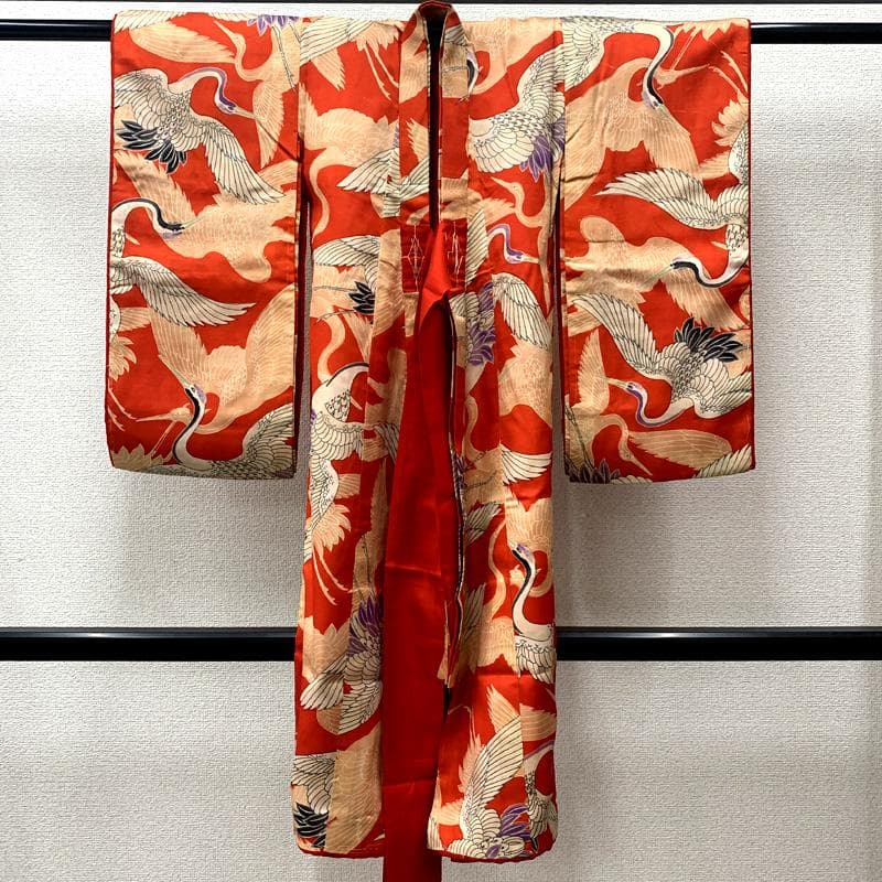 507ax9□お宮参り アンティーク 女児 長襦袢付 七五三にも 鶴□状態良好