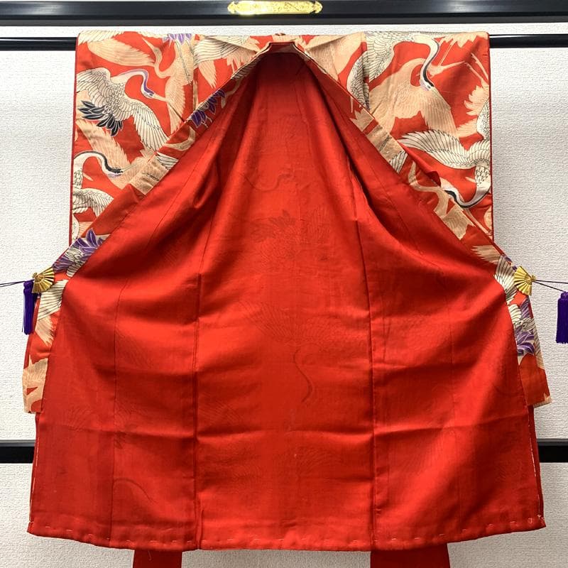 507ax9□お宮参り アンティーク 女児 長襦袢付 七五三にも 鶴□状態良好