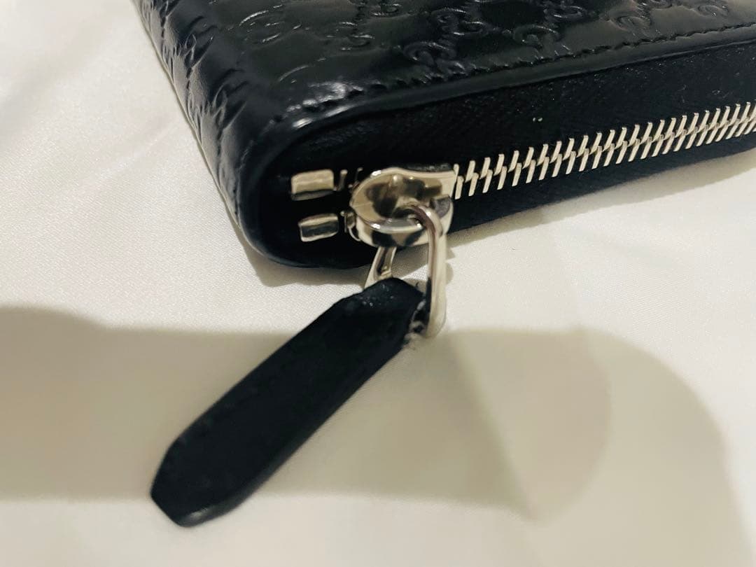 美品✨ グッチ 長財布 ラウンドファスナー マイクロシマ ブラック レザー