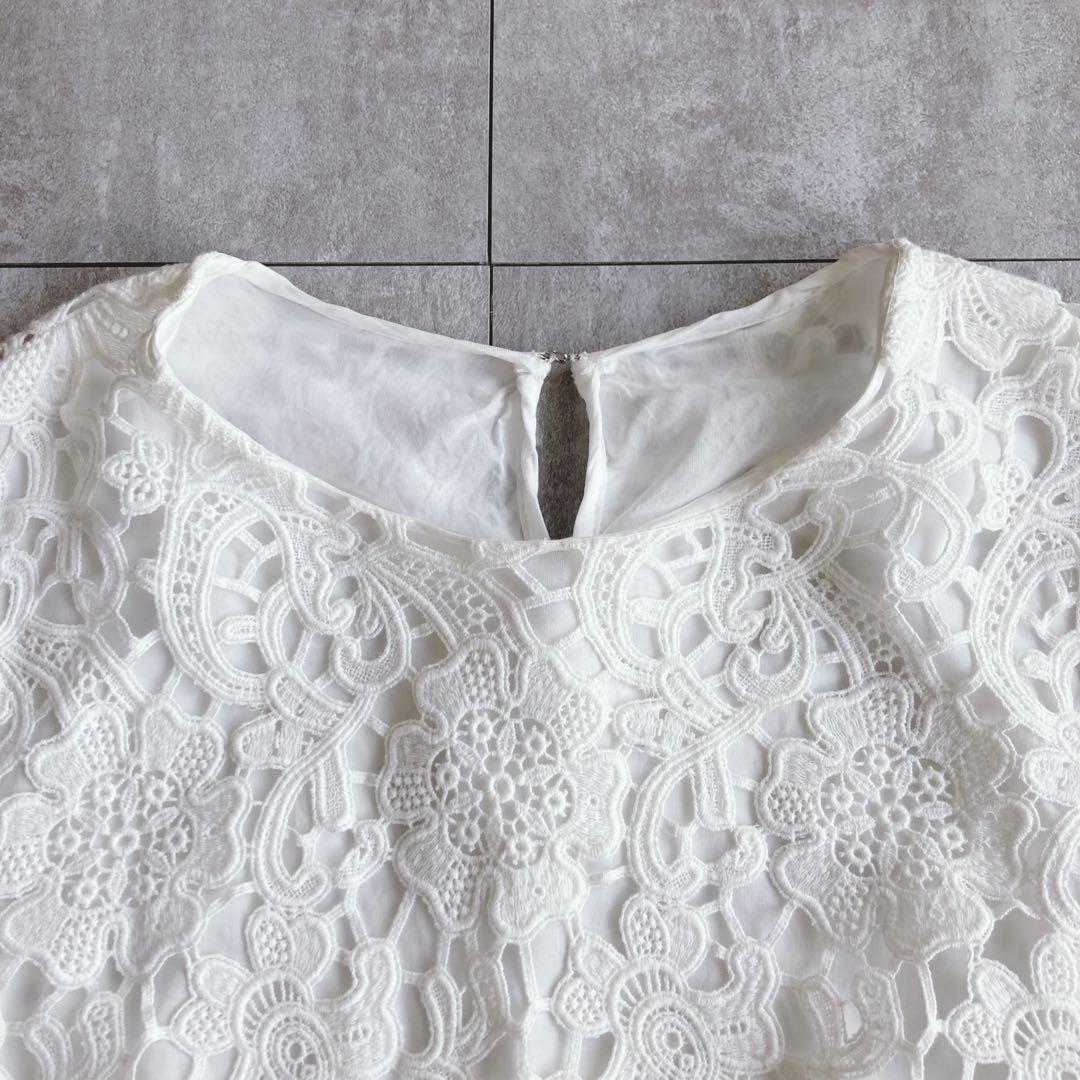 【極美品】TOMORROWLAND collection レーストップス　白　S