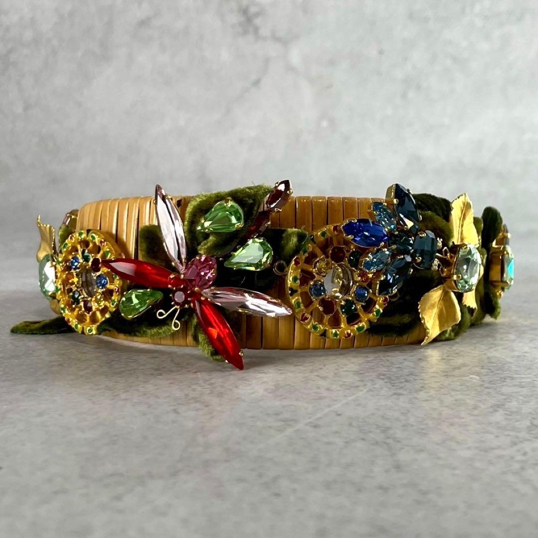 希少★ドルチェ＆ガッバーナ バンブー カチューシャ ビジュークリスタル フラワー