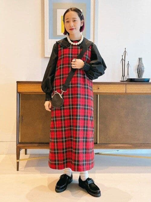 【美品】BEAMS BOY　ポリエステル チェック ノースリーブ ワンピ