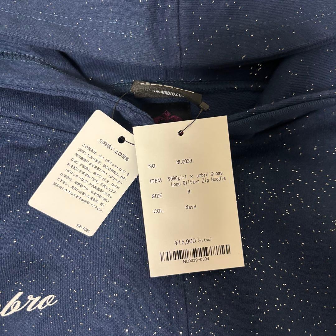 トップス 9090girl umbro CrossLogoGlitterZipHoodie