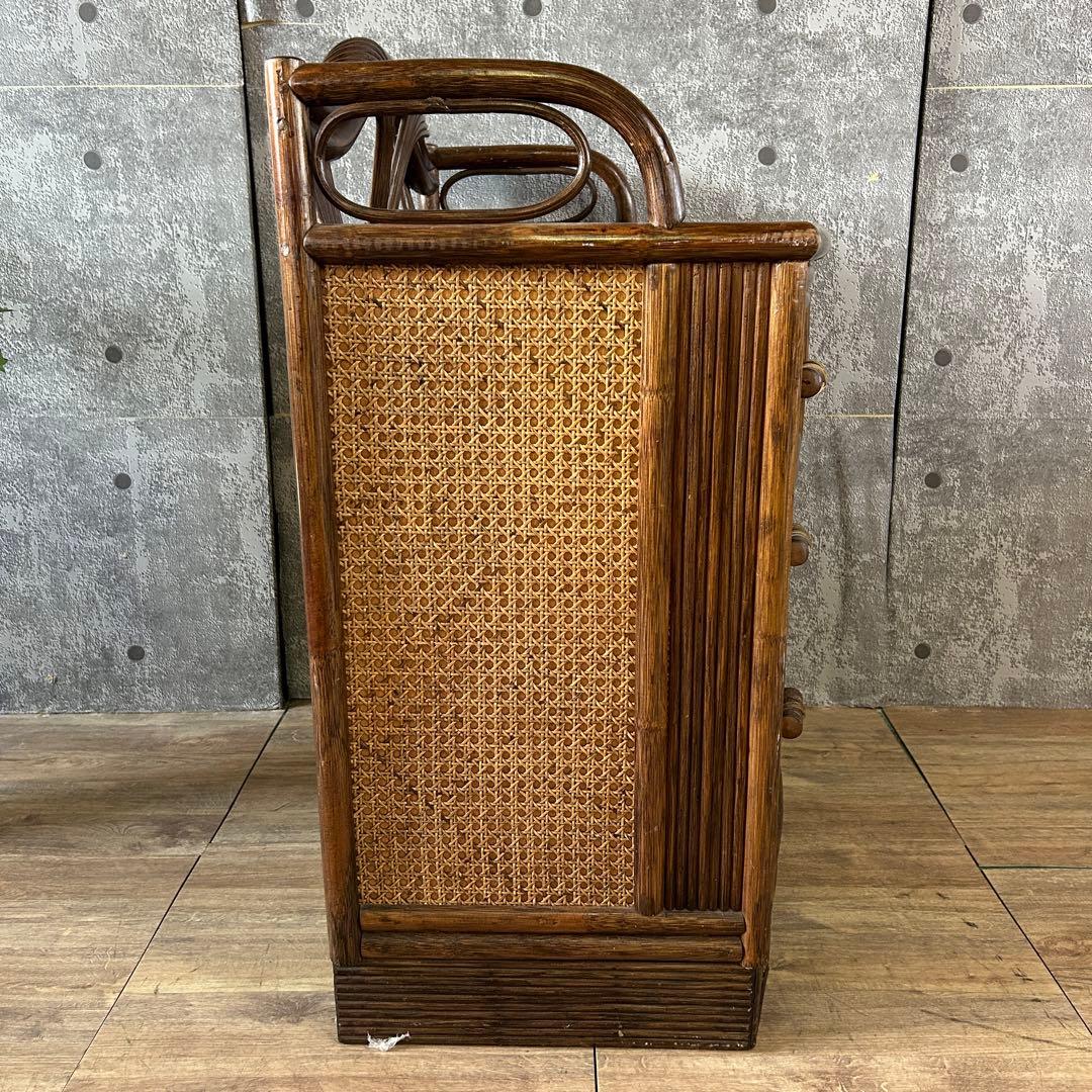 ꧁籐家具꧂ラタン3段チェスト たんす タンス 箪笥 ドレッサー 化粧鏡台 メイク