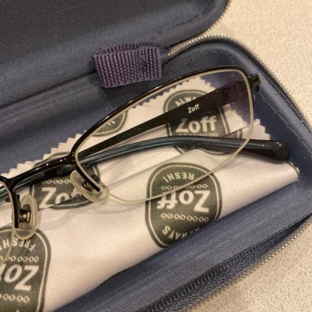 Zoff 眼鏡 シンプル 黒 ブラック ケース付き レンズ付き めがね メガネ