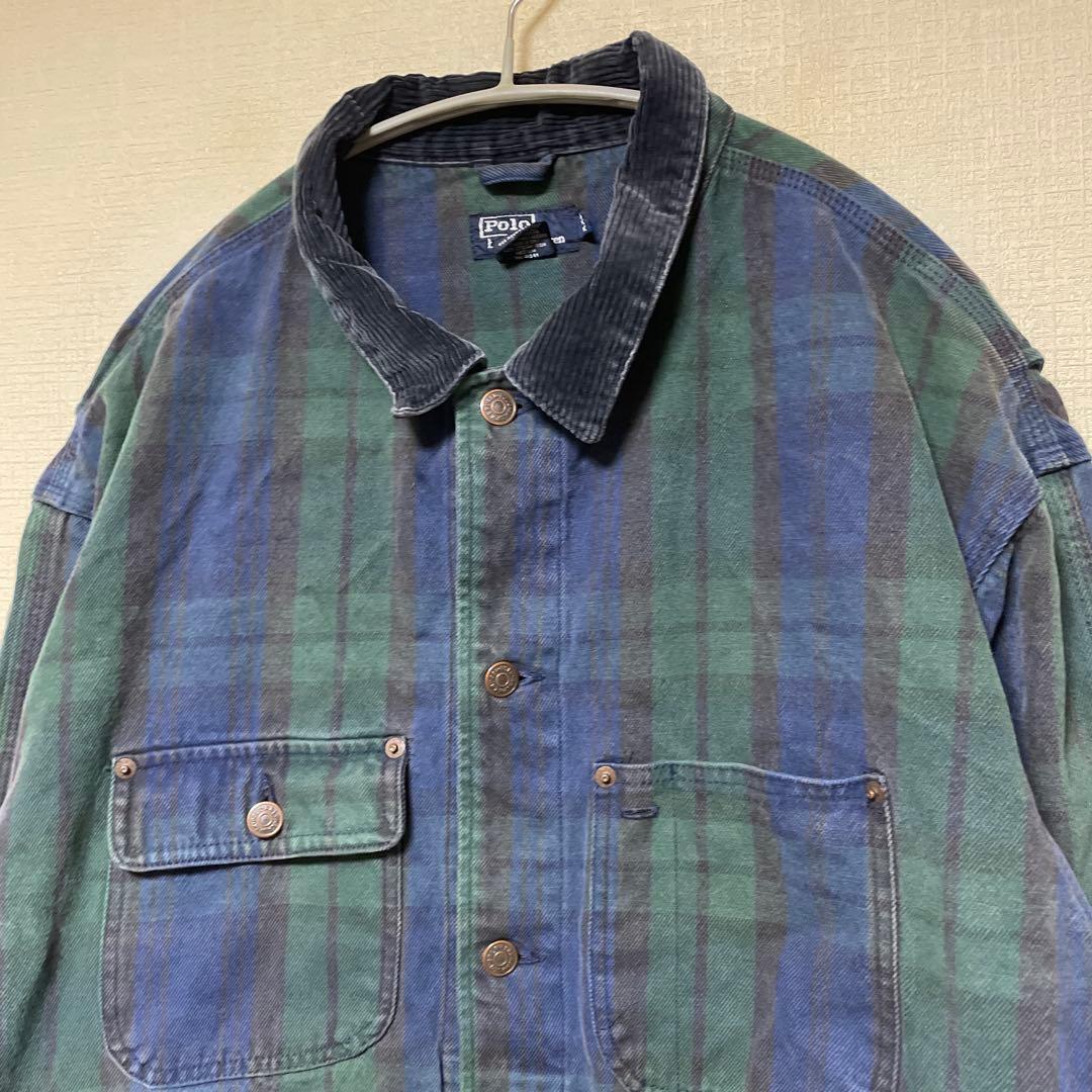 90s Polo Ralph Lauren USA製 チェック　デニムジャケット