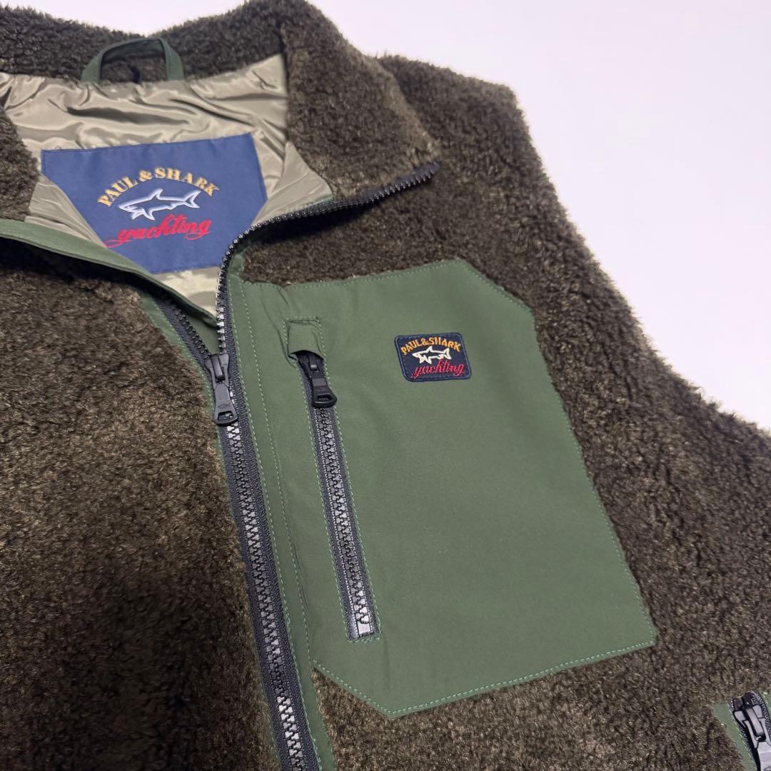 未使用品✨ ポール＆シャーク フリース ジップアップベスト オリーブ イタリア製