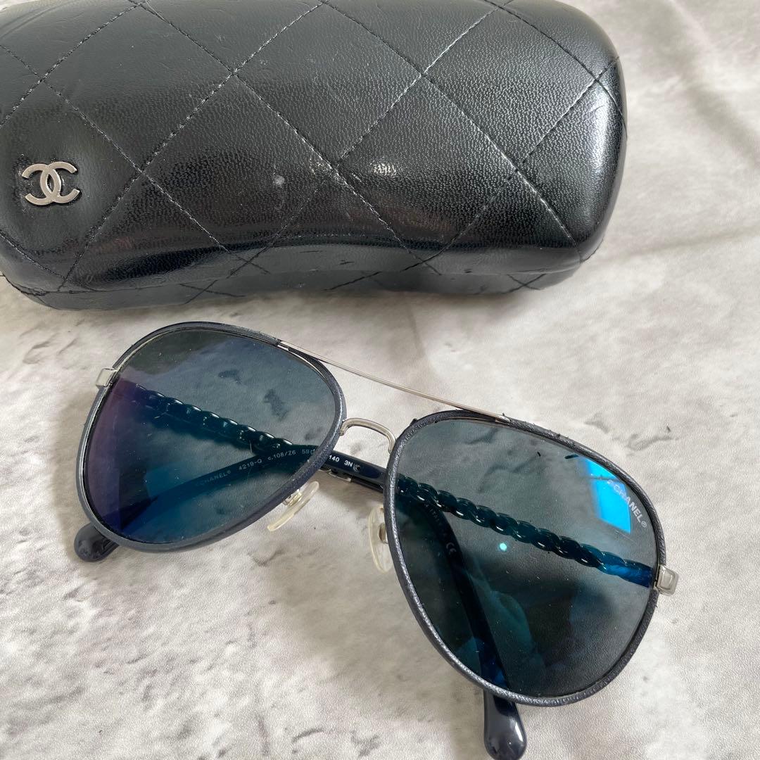 CHANEL ディアドロップ サングラス チェーン ココマーク 4219-Q