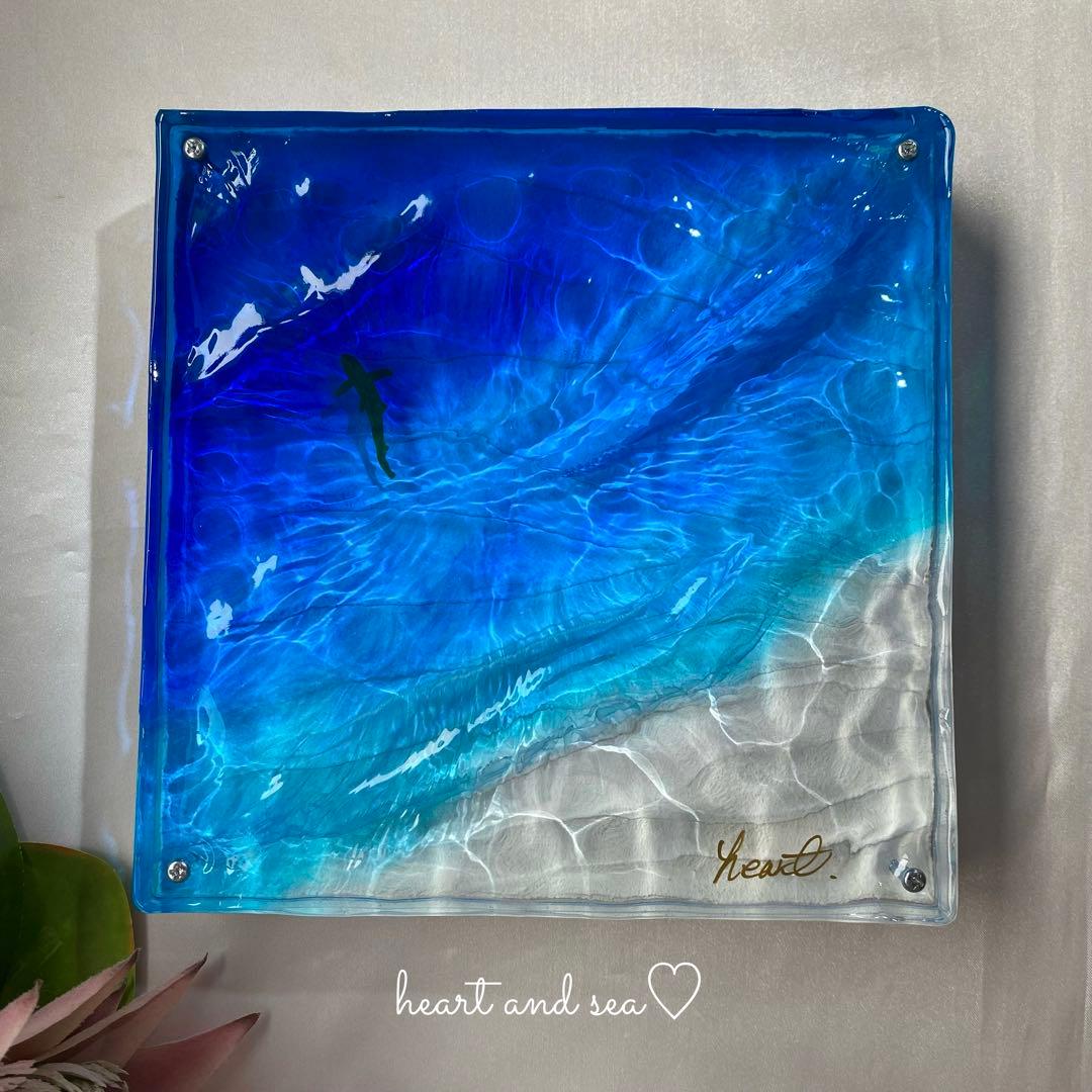 レジンアート　波紋　海アート　オーシャンアート　インテリアパネル