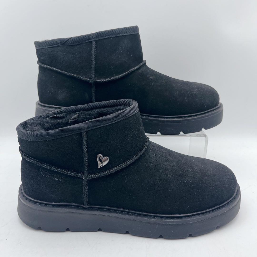 25AW 極美品✨スケッチャーズ スリップインズ ムートンブーツ 黒 ボア 23