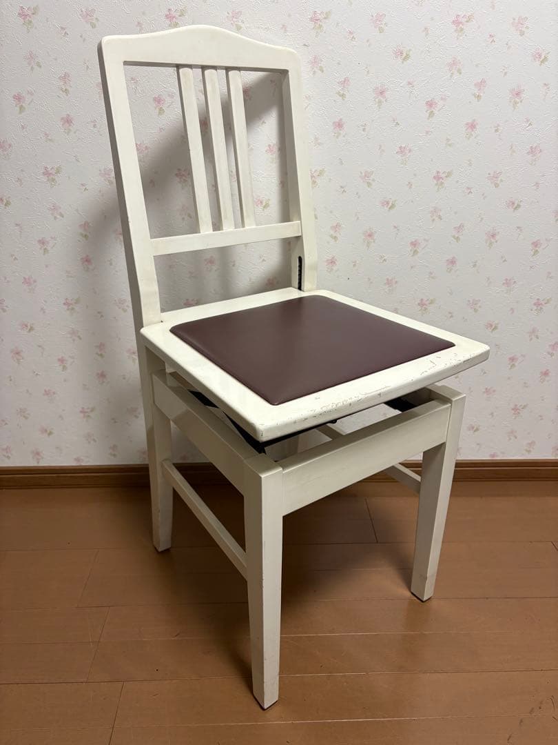 YAMAHA トムソン椅子　No.5 ホワイト　アップライト　ピアノ椅子