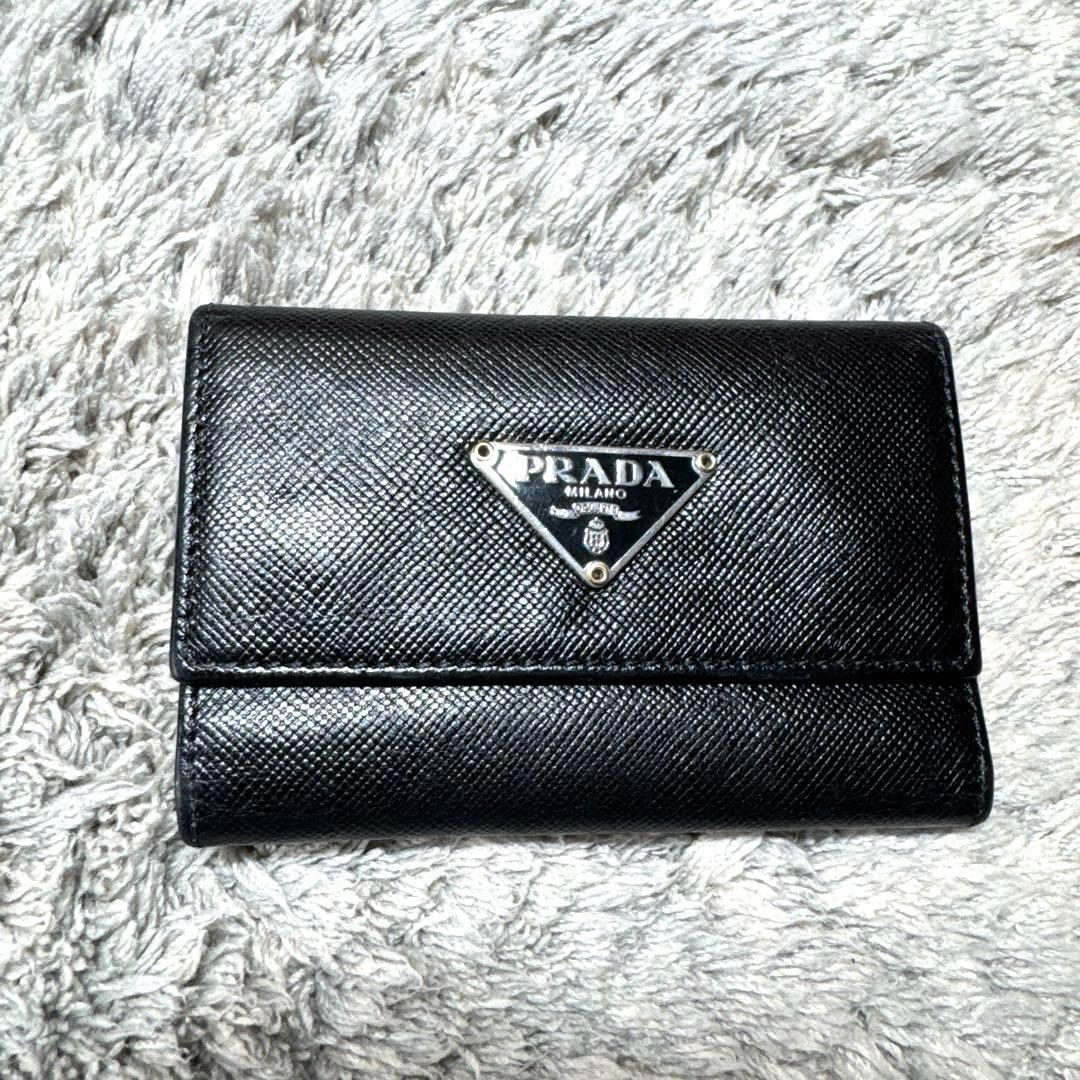 PRADA プラダ キーケース サフィアーノ ブラック ユニセックス