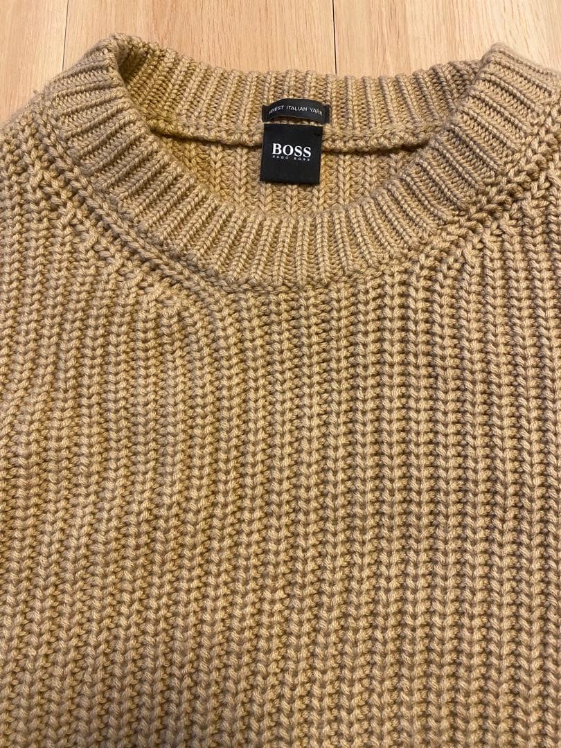 メンズ　XL BOSS ベージュ クルーネック ニットセーター