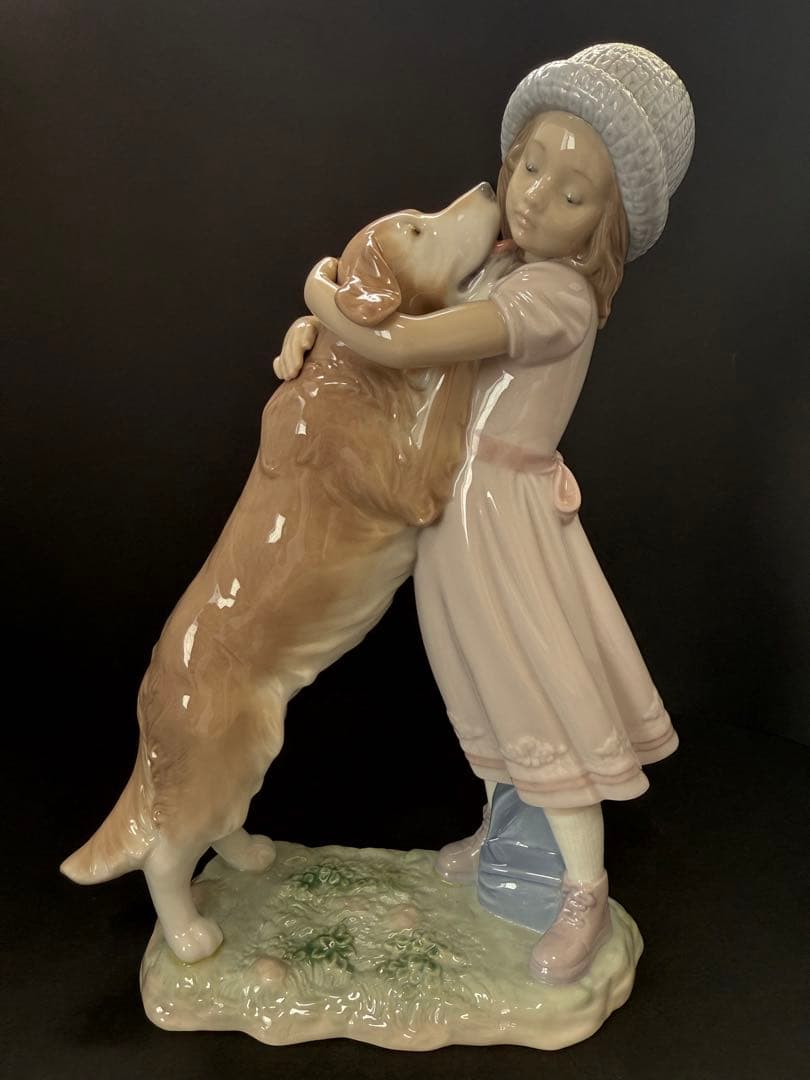 リヤドロ（Lladro リアドロ 陶器人形 置物） 犬と少女 待ってたよ！