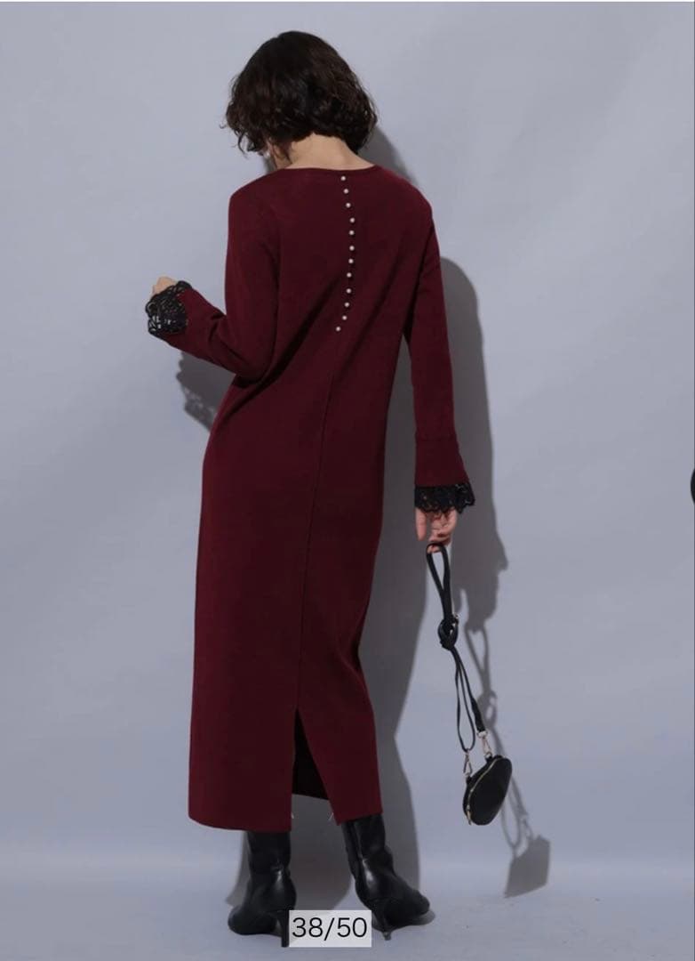 arpagestory袖口レースニットワンピースアルページュストーリー