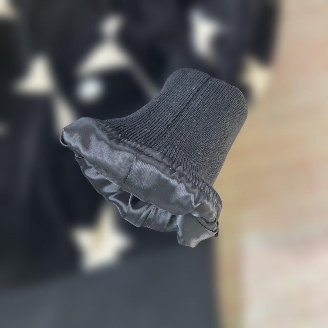 パーリーゲイツジャケットブルゾン黒/白星柄 ベロア調レディースO/ Sサイズ