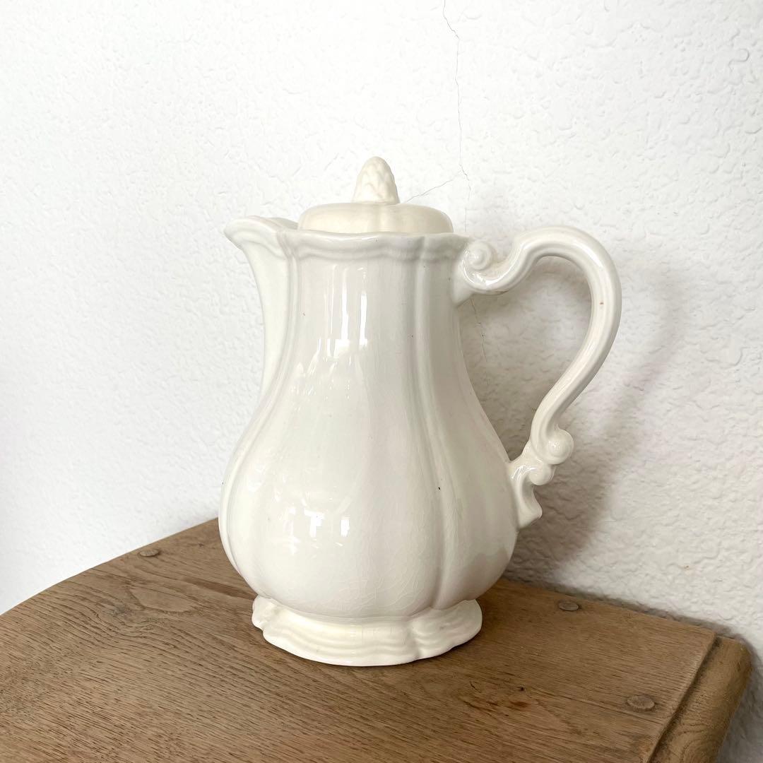 フランス アンティーク サルグミンヌ 花リム ポット