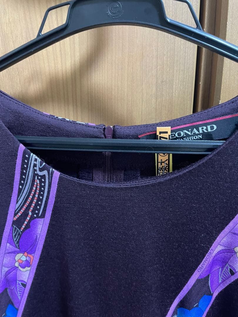 レオナール LEONARD 長袖ニット　チュニック　42パープル