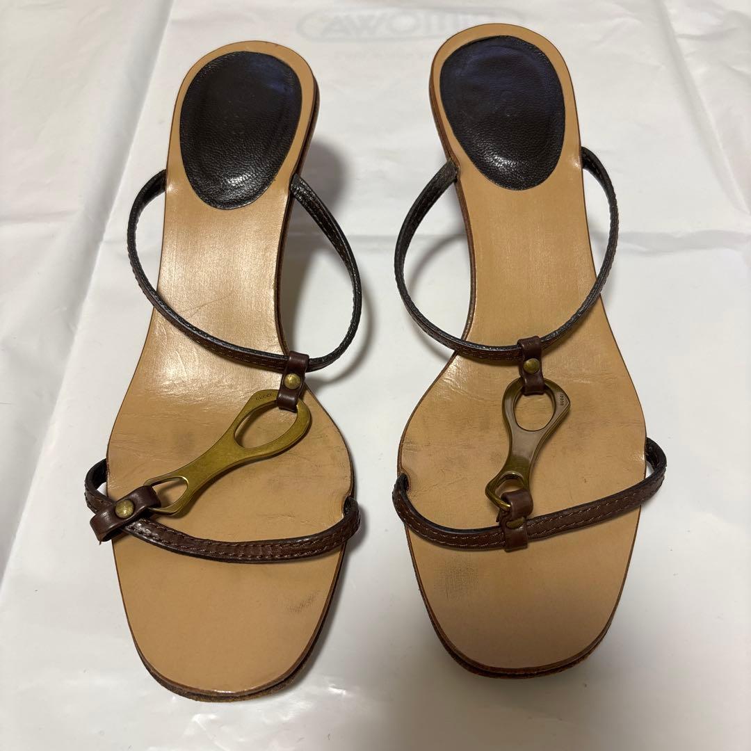 GUCCI レザー ストラップサンダル, 36C