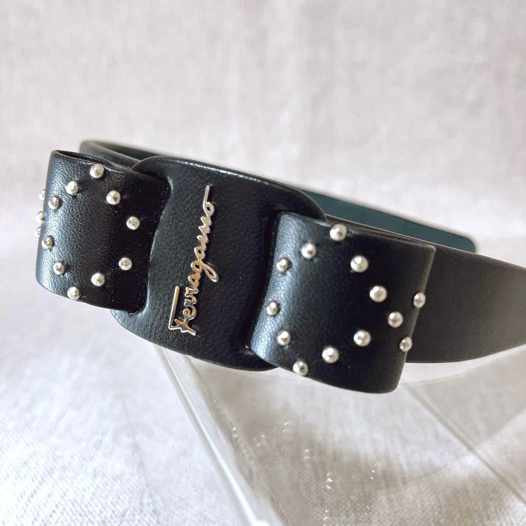 【極美品】【希少】サルヴァトーレフェラガモ ヴァラリボン カチューシャ レザー