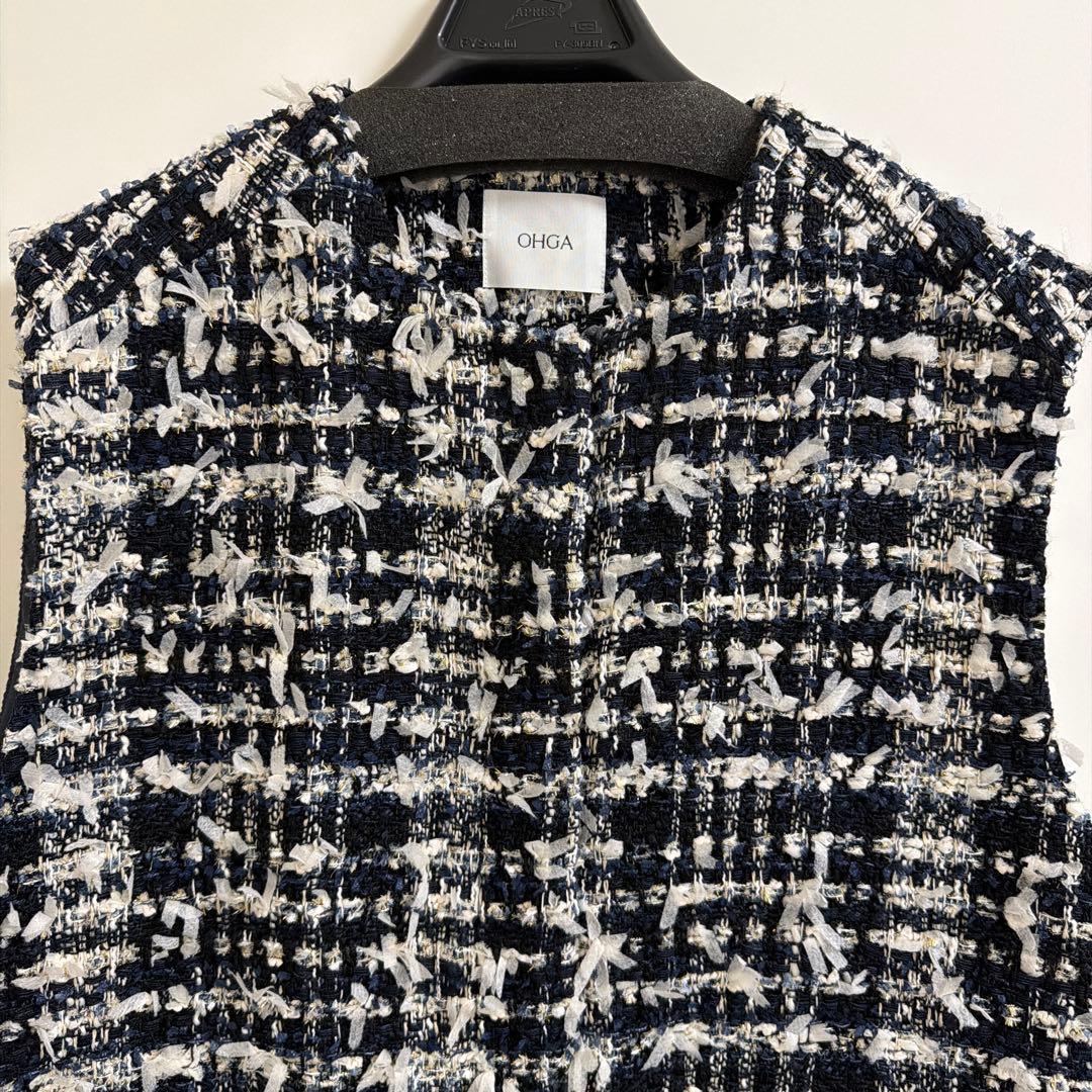 ohga ツイードベスト　ジレ　ネイビー
