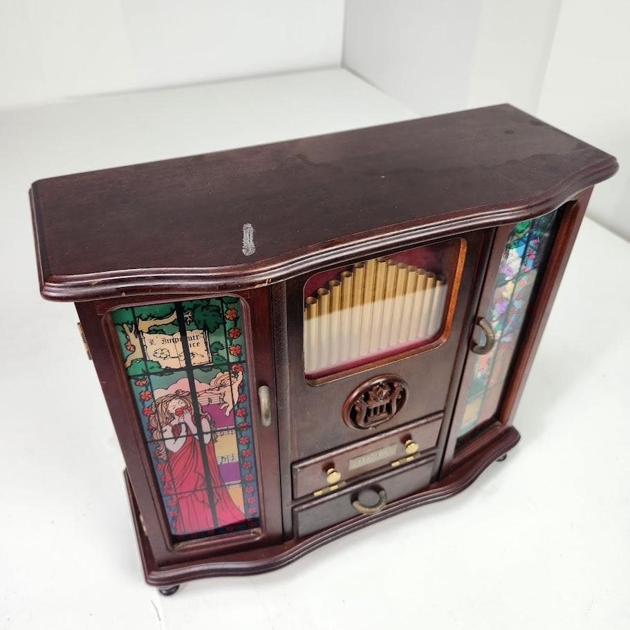 ELEMICA ジュエリーボックス オルゴール付き 木製 昭和レトロ