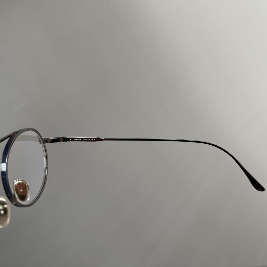 トムフォード メガネ クラシカル オーバル ガンメタ ネイビー グレー シンプル