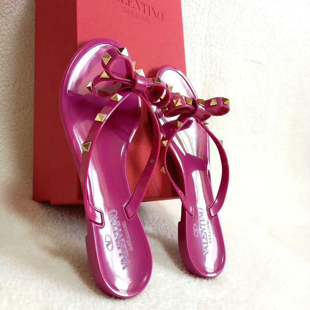 VALENTINO ヴァレンティノ ロックスタッズ ラバー トングサンダル 37