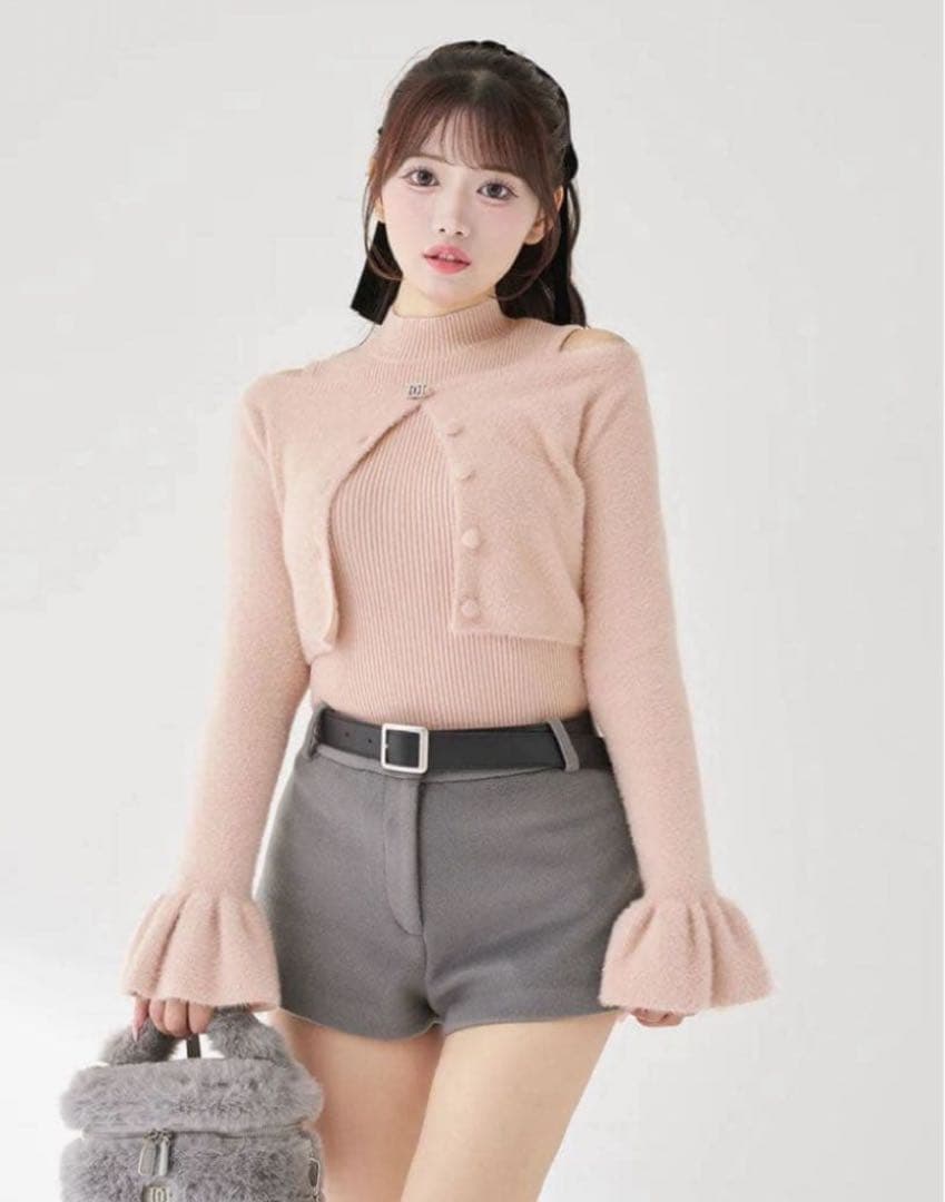 Darich ダーリッチ アンサンブルシャギーニットトップス ピンク