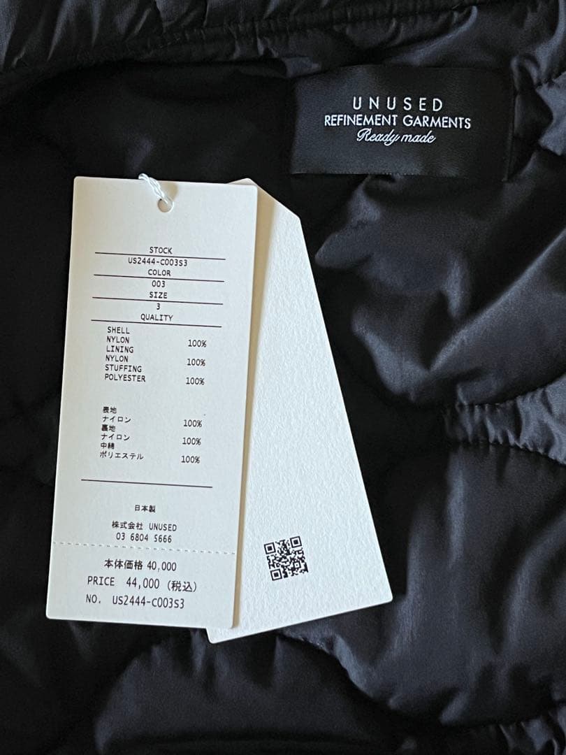 UNUSED アンユーズド 24AW Padded Jacket Black 3