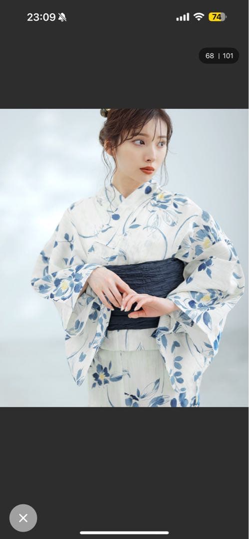 DITA 青い花柄の女性用浴衣・帯セット