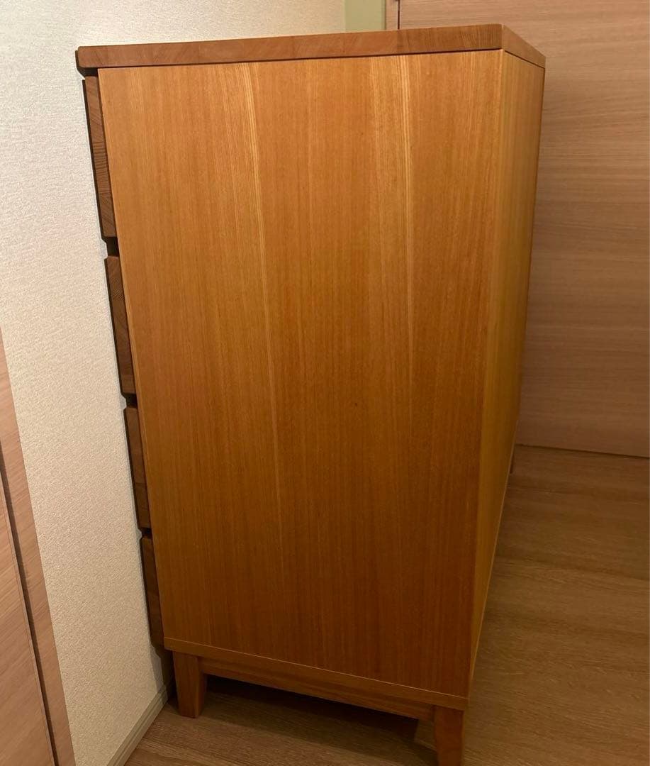 【希少廃盤品】MUJI無印 オーク材 4段チェスト 脚付　幅80奥行40高さ83