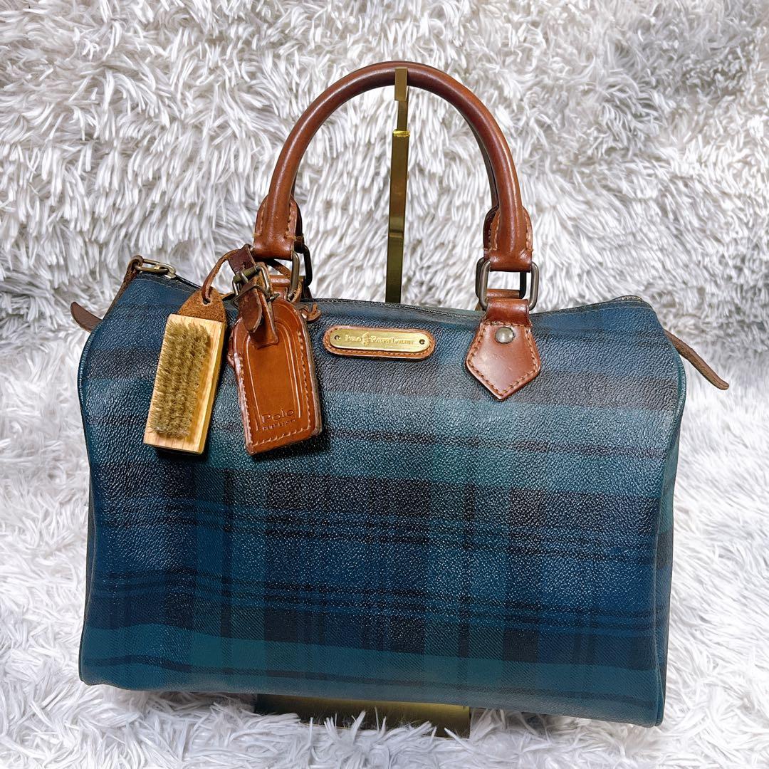 【ポロラルフローレン】ミニボストンバッグ PVC 付属品付き　ビンテージバッグ