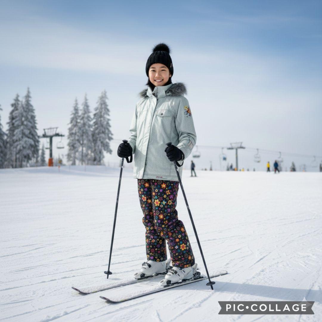 【極美品】phenix スノーガールズ スキーウェア 上下 花柄 ファー150