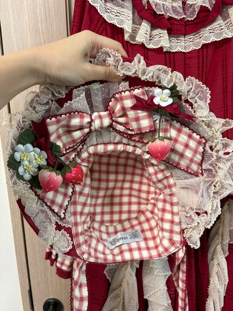 Elpress L 桃薫　いちごロリィタワンピース　ドレス　ボンネットセット