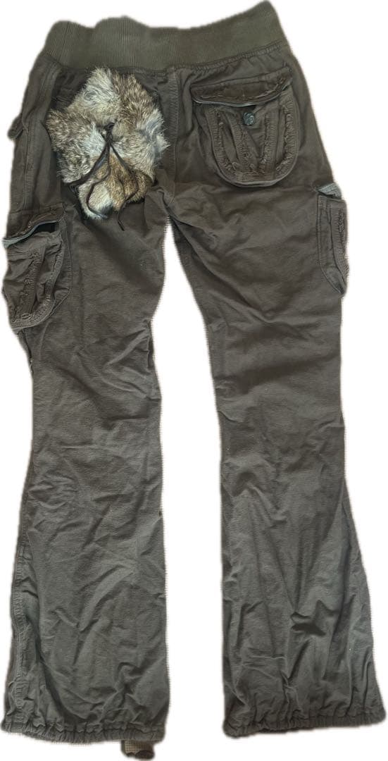 G.O.A ラビットファー付き　ヴィンテージ カーゴパンツ カーキー　goa