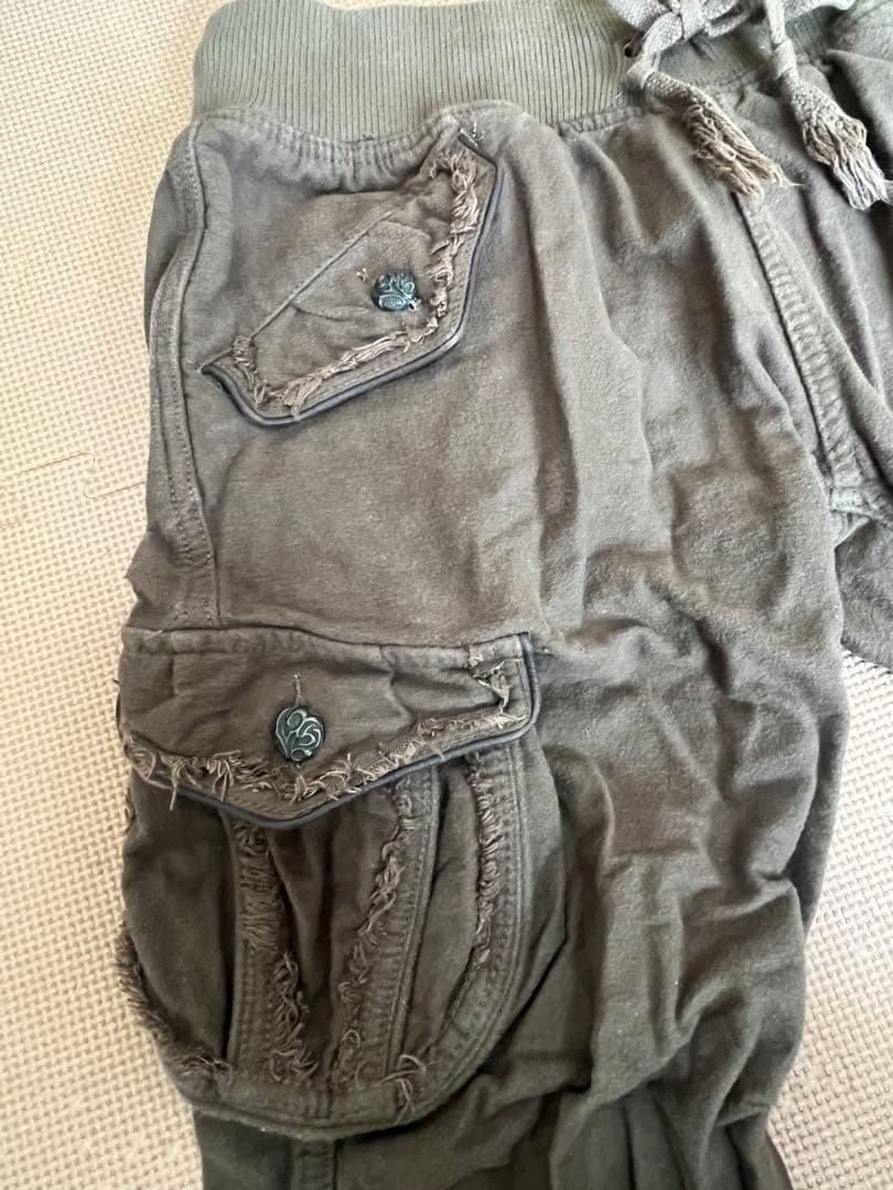 G.O.A ラビットファー付き　ヴィンテージ カーゴパンツ カーキー　goa