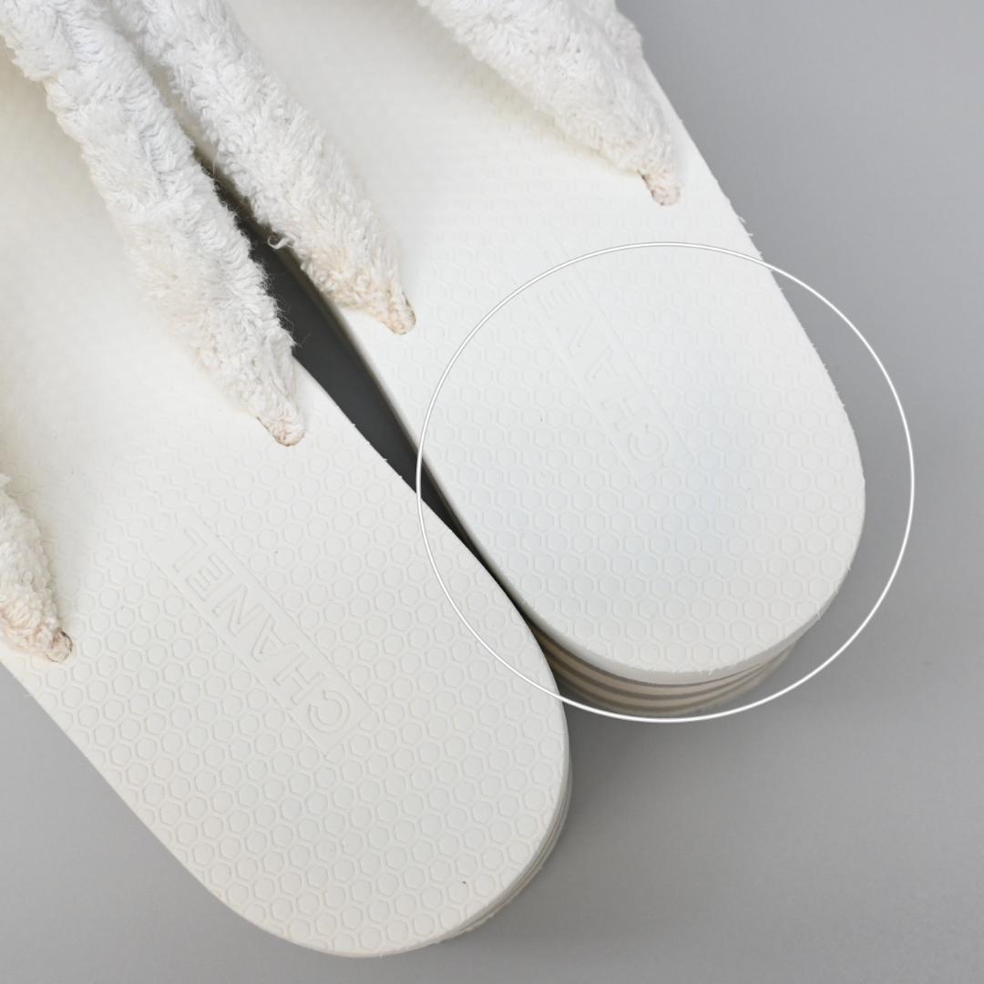 ■ □ 46989★夏 シャネル ココマーク 厚底ビーチサンダル 37 パイル