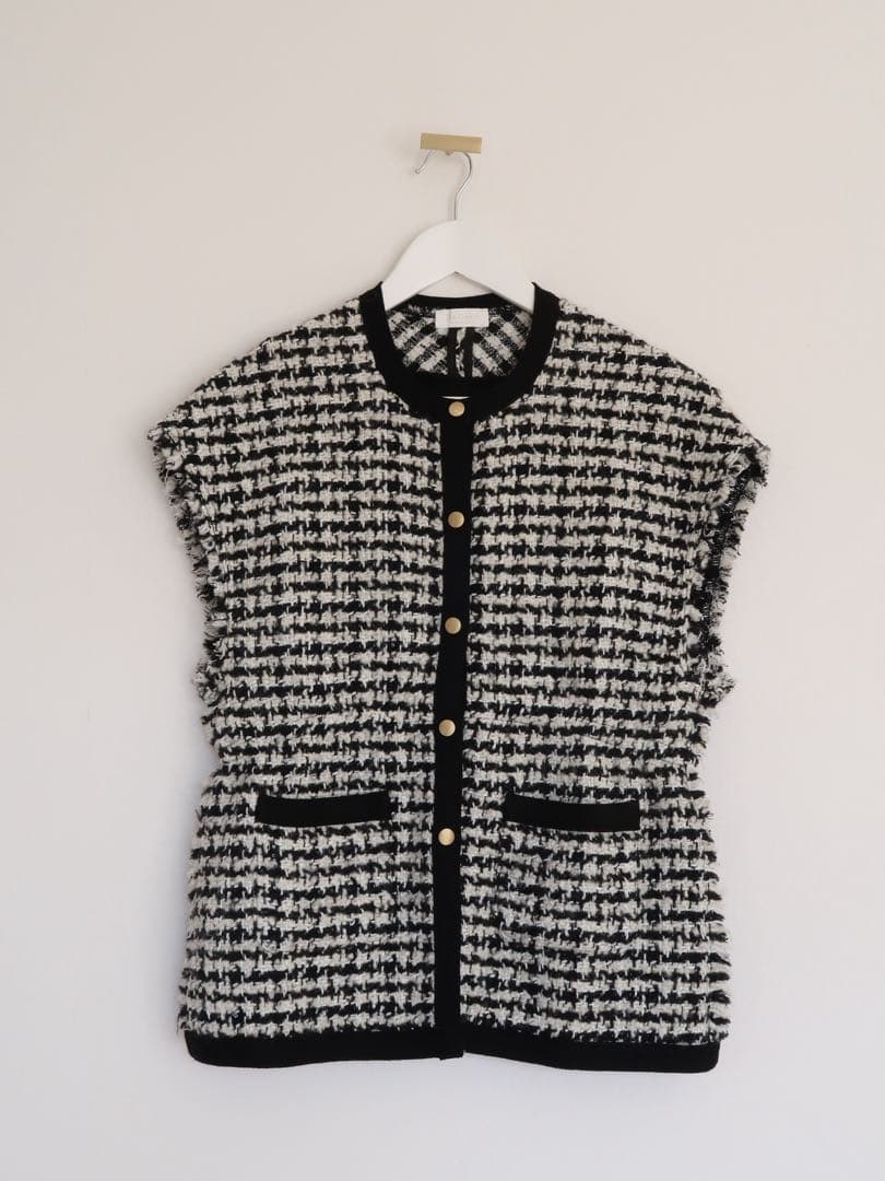 Ballsey ニットコンビツイード フレンチスリーブジレ 36