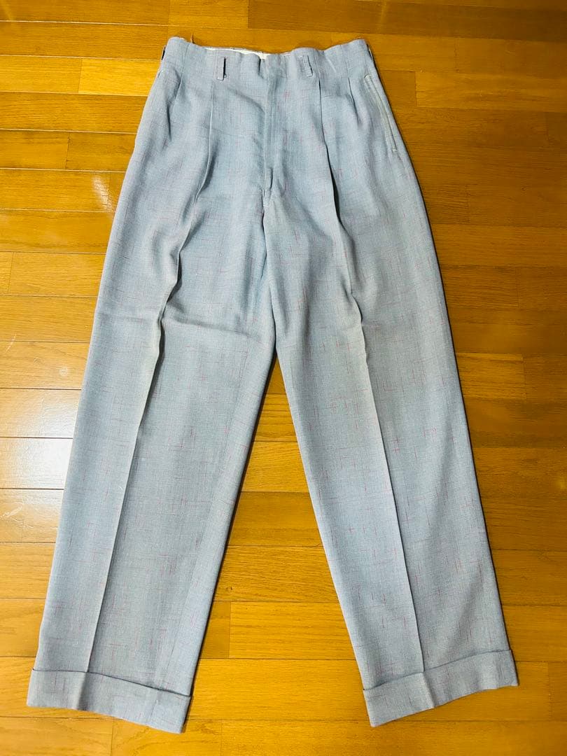 50s レーヨンギャバジン　スラックス　絣　ロカパン　ヴィンテージ