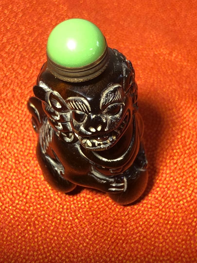 鼻煙香獅子彫り縁起置物美術品香道