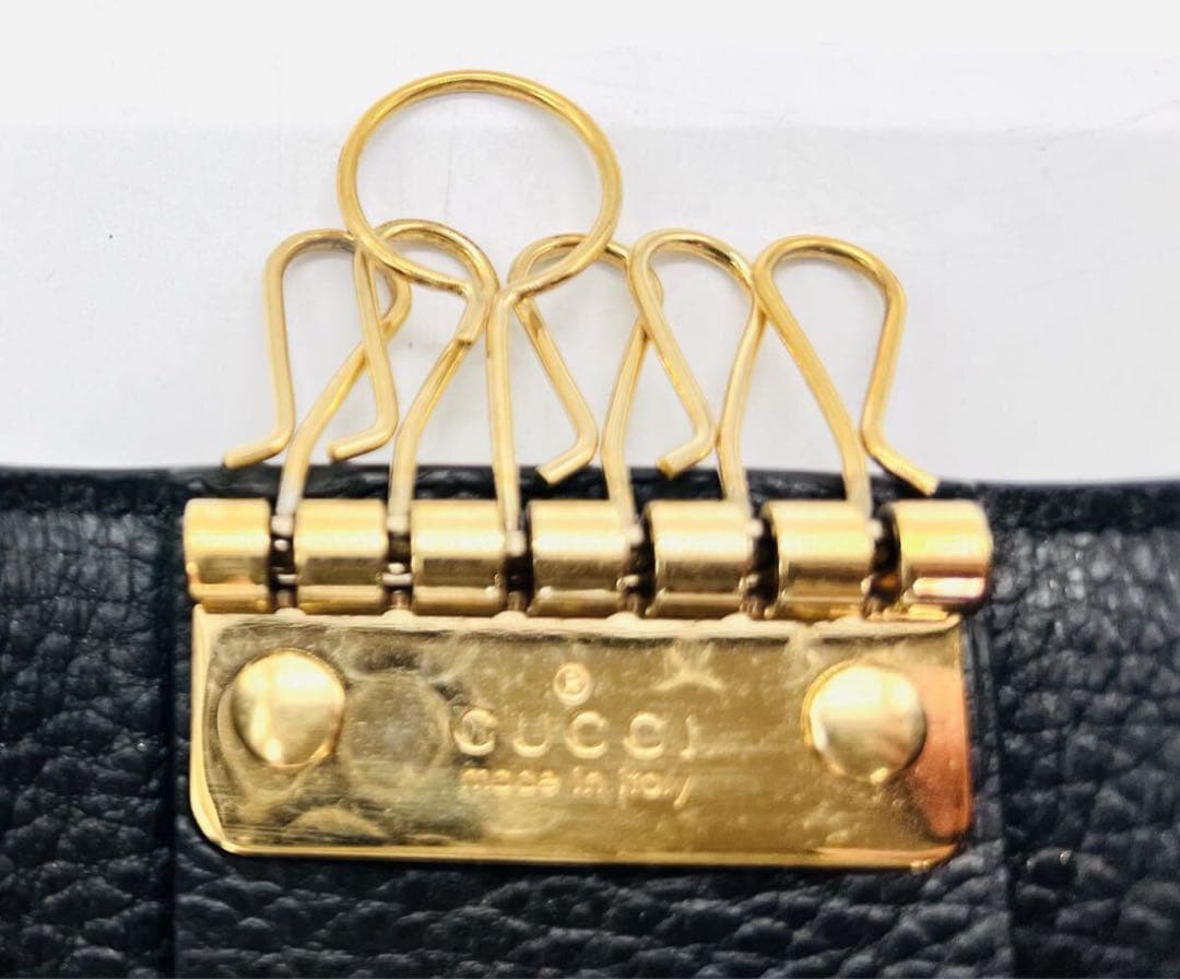 【美品】GUCCI グッチ　キーケース　6連　GG マーモント　ブラック