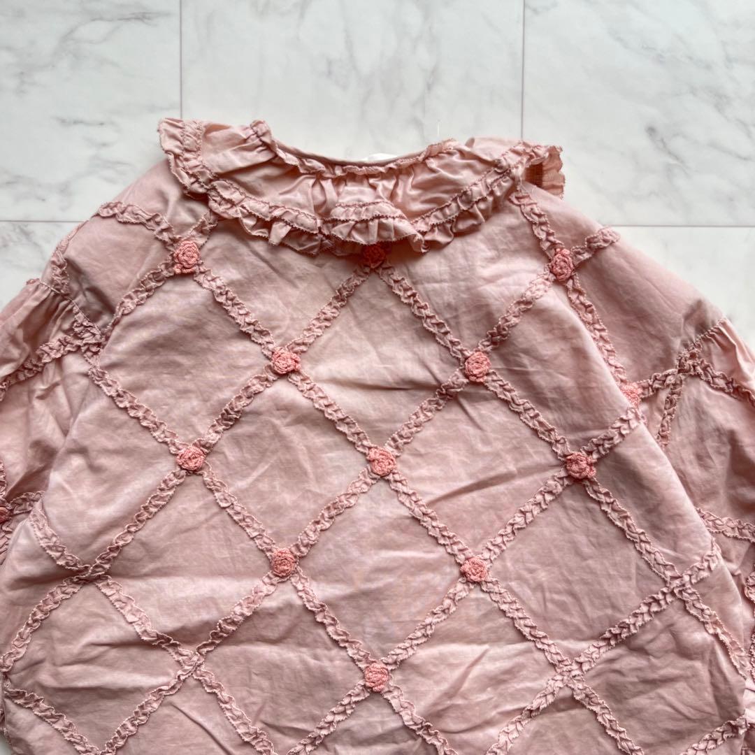 PINK HOUSE 羽織ブラウス　薔薇モチーフ　フリル　リボン　日本製