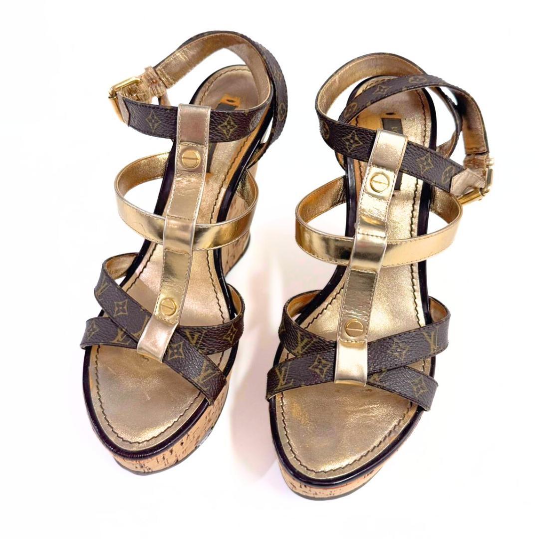 LOUIS VUITTON サンダル モノグラム ストラップ ウェッジサンダル