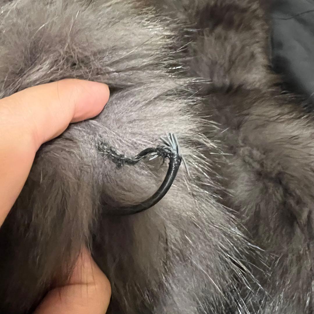 希少♡高級 シルク100 リバーシブル ブルーフォックス 毛皮コート ベルト 黒