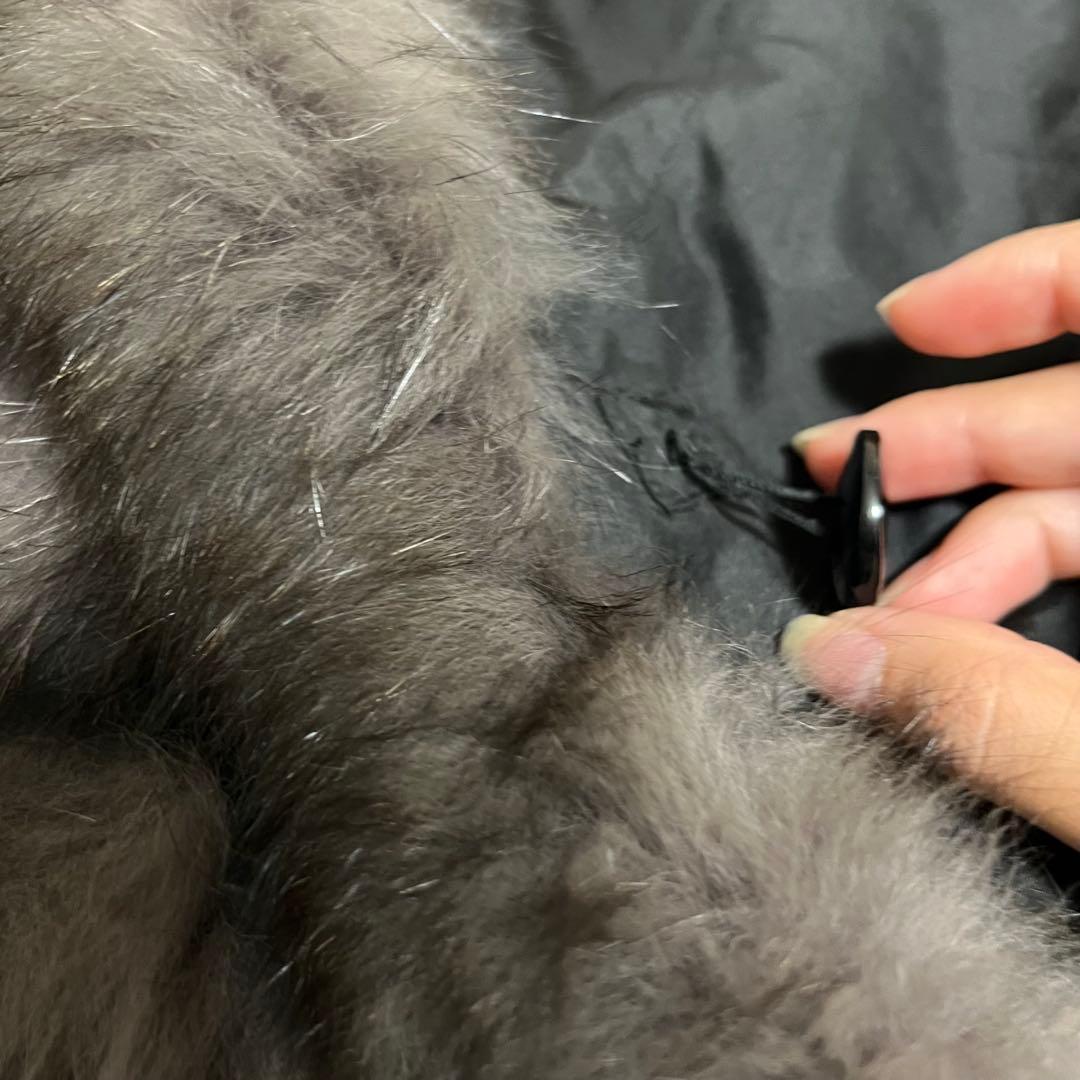 希少♡高級 シルク100 リバーシブル ブルーフォックス 毛皮コート ベルト 黒