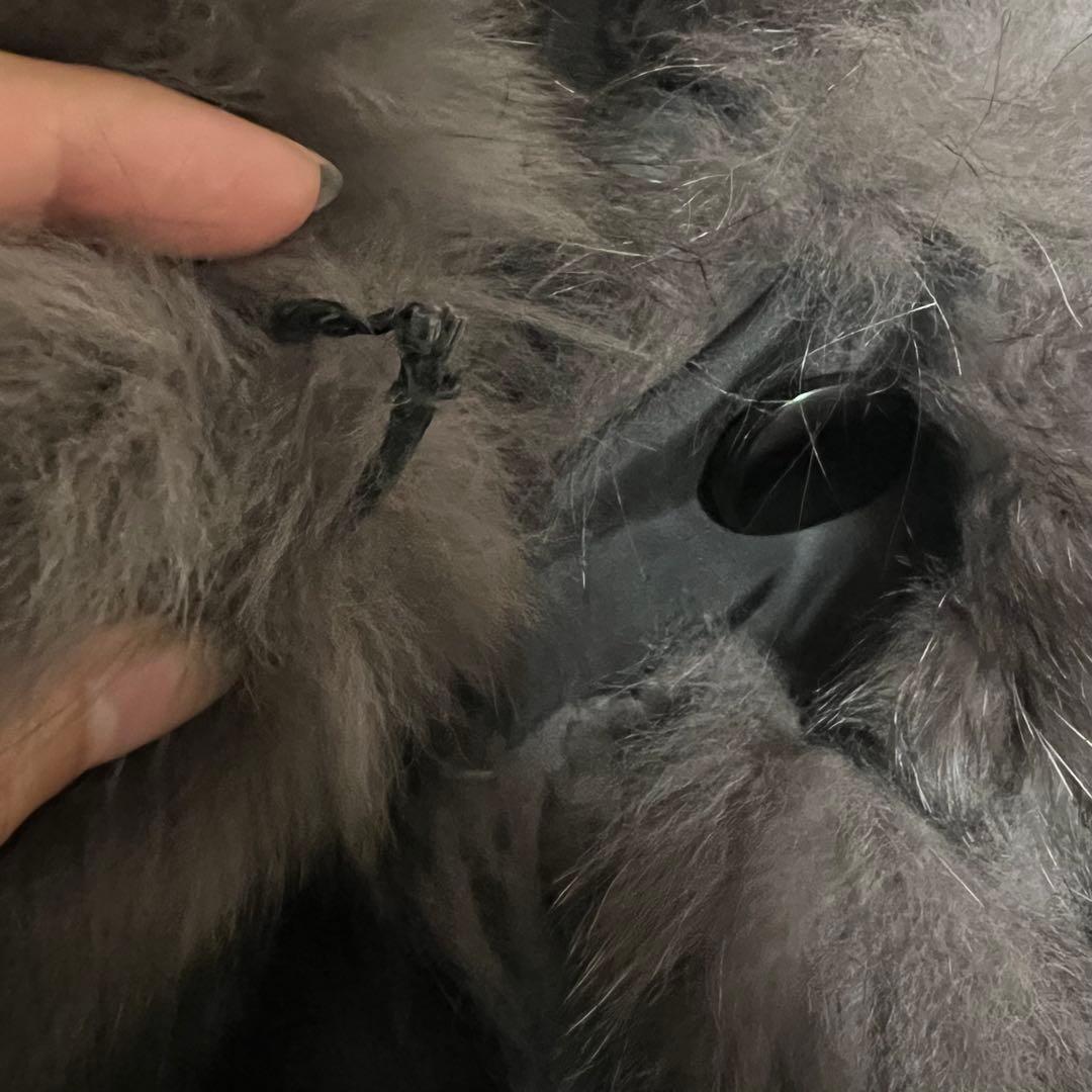 希少♡高級 シルク100 リバーシブル ブルーフォックス 毛皮コート ベルト 黒