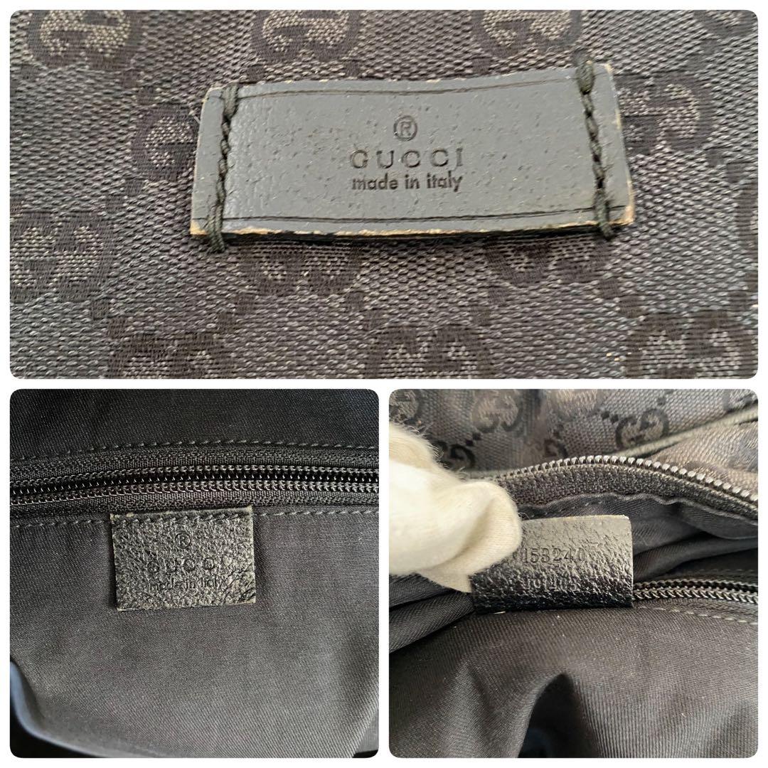 GUCCI グッチ　ボストンバッグ　GGキャンバス　シェリーライン　ブラック　黒